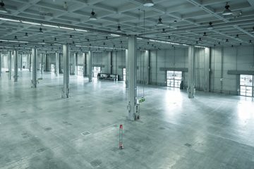empty large modern warehouse, industrial area or factory